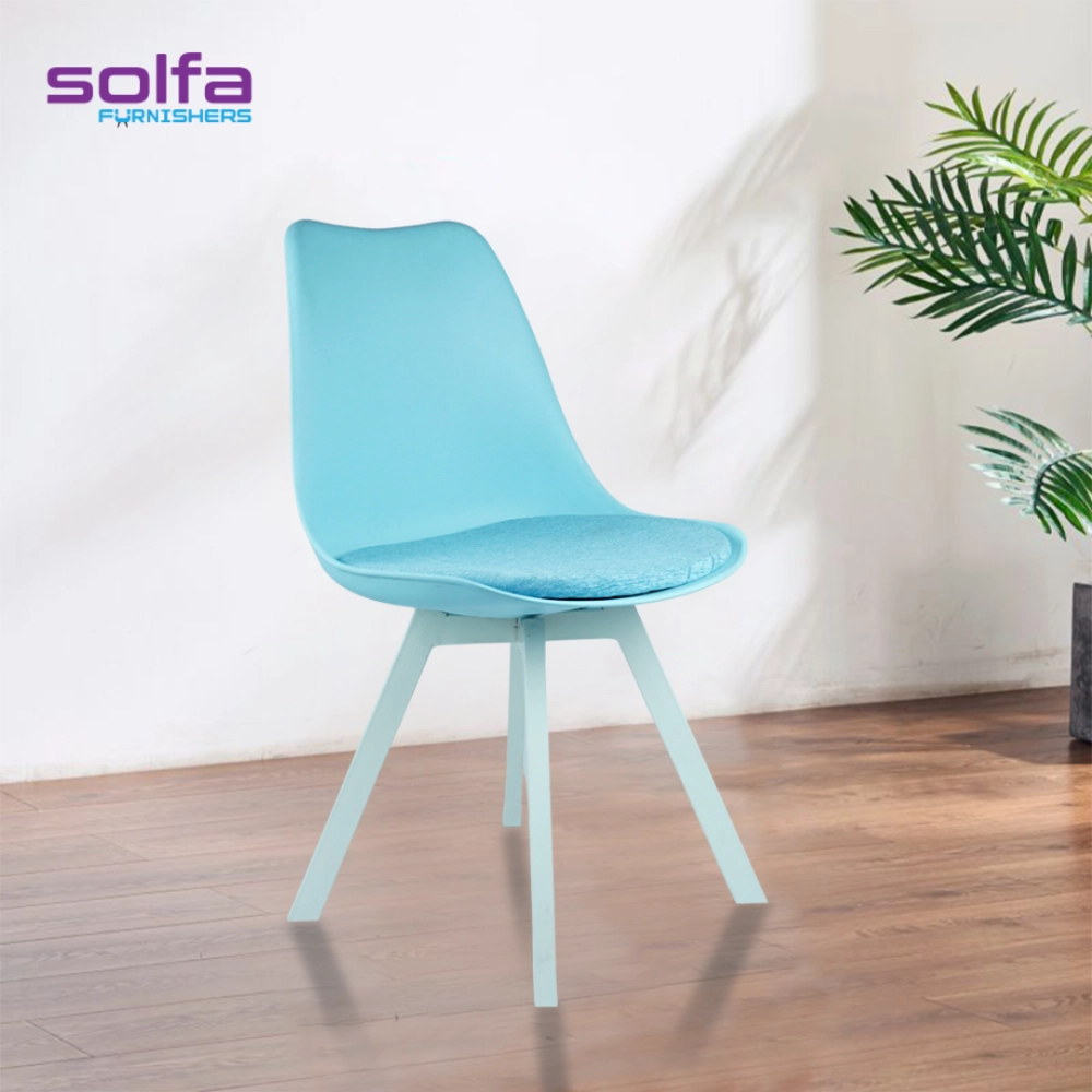 Heavy Duty Tulip Chair White Stand - Blue